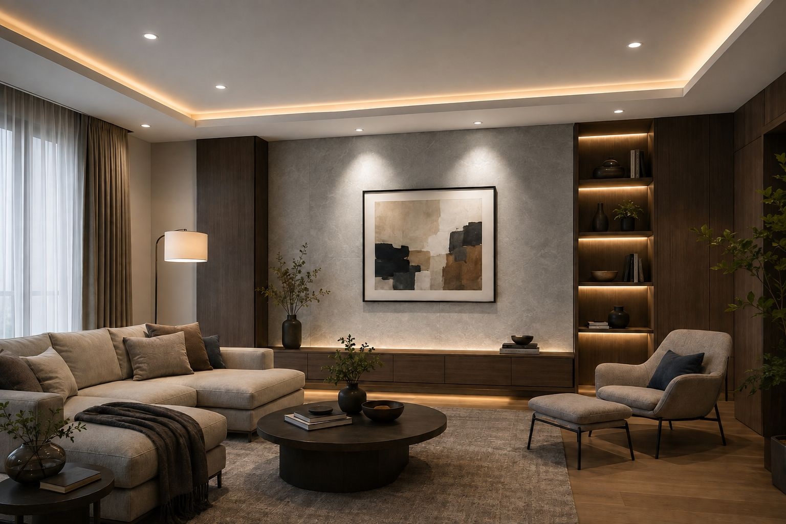 Chiếu sáng 3 lớp là sự kết hợp giữa ánh sáng tổng thể, chức năng và nhấn trong một không gian