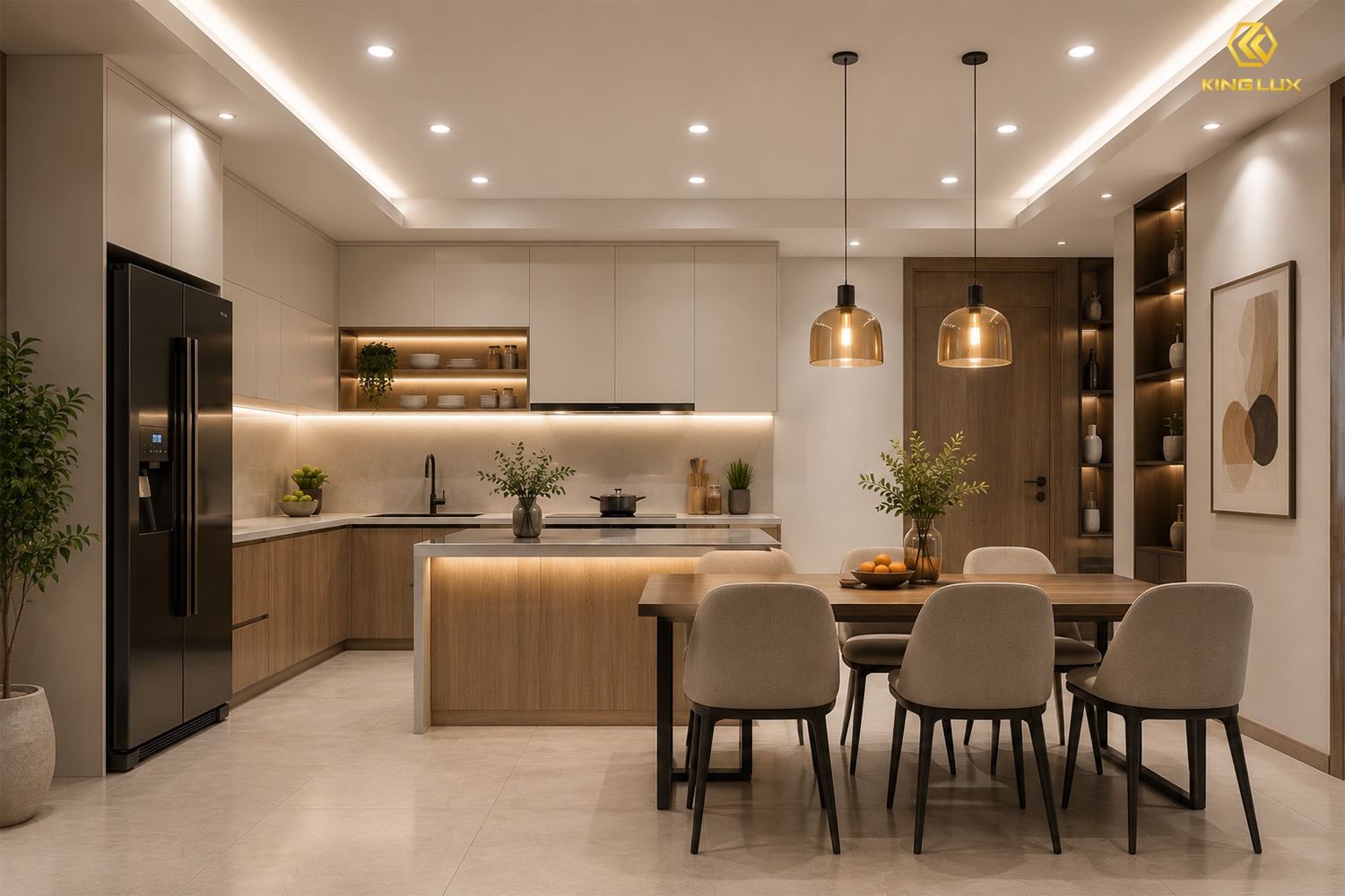 Phòng bếp và phòng ăn nên chọn nhiệt độ màu 3000K-4000K