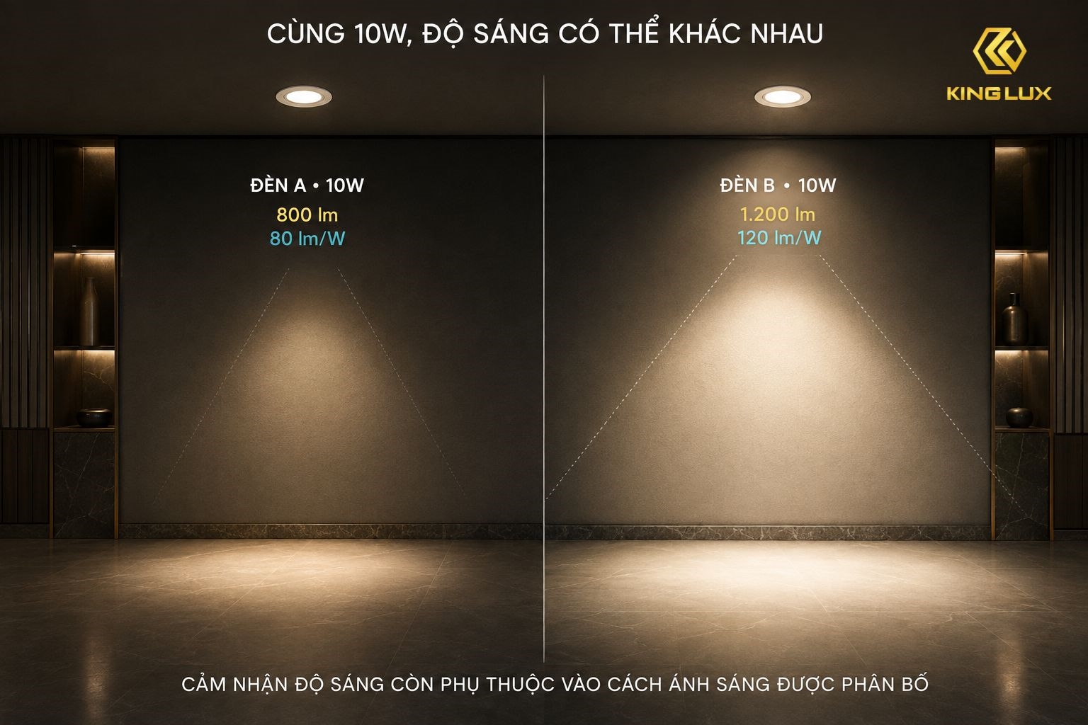 Hai đèn có công suất giống nhau nhưng chưa chắc tạo ra cùng một lượng ánh sáng