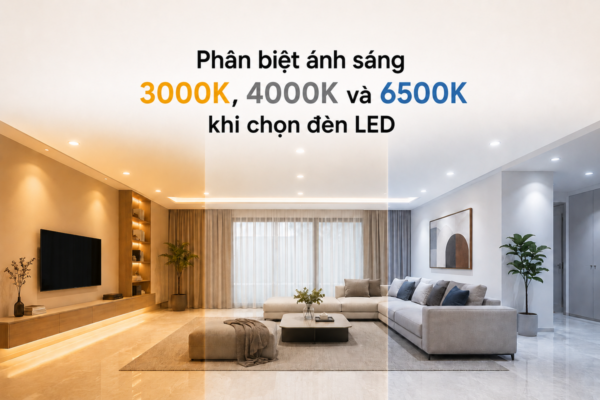 Phân biệt ánh sáng 3000K, 4000K và 6500K khi chọn đèn LED