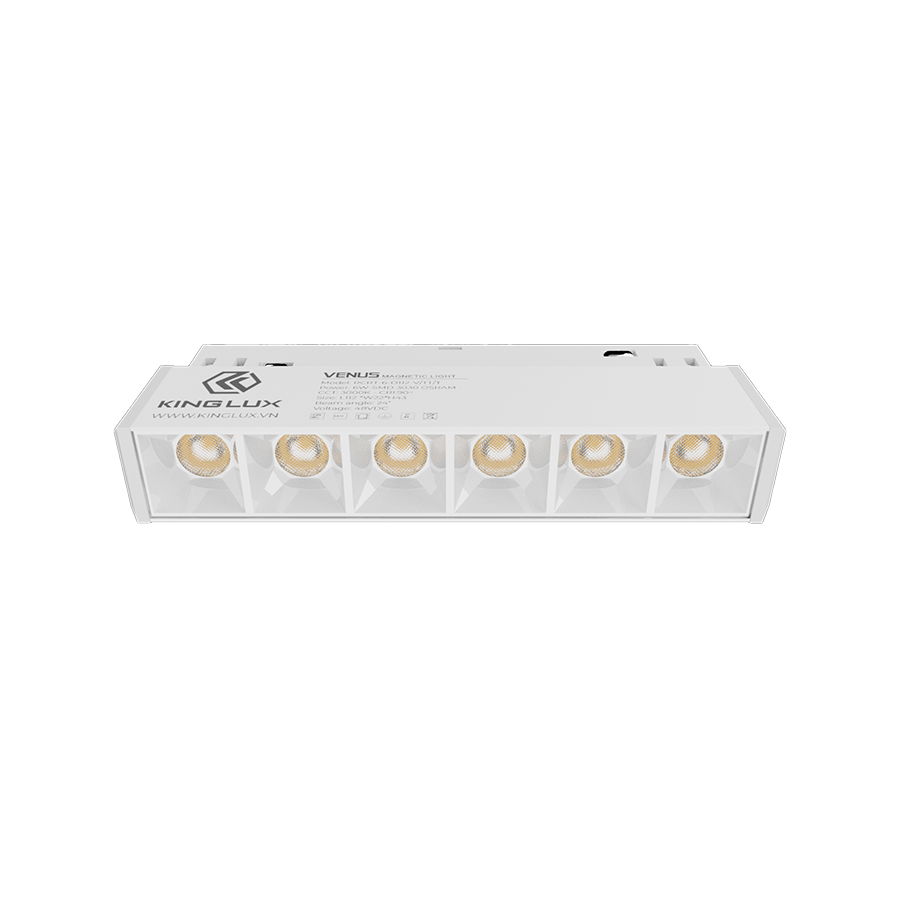 Đèn chiếu rọi gắn ray nam châm cao cấp Kinglux-6W. vỏ trắng